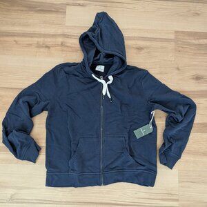 NWT Mutual Weave Zip Up Hoodie Jacket XL Paris Navy Full Zip sweatshirt